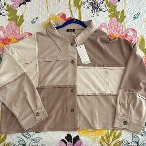 Miss Me Color Block Shacket – Multi Beige – Size XL – NWT